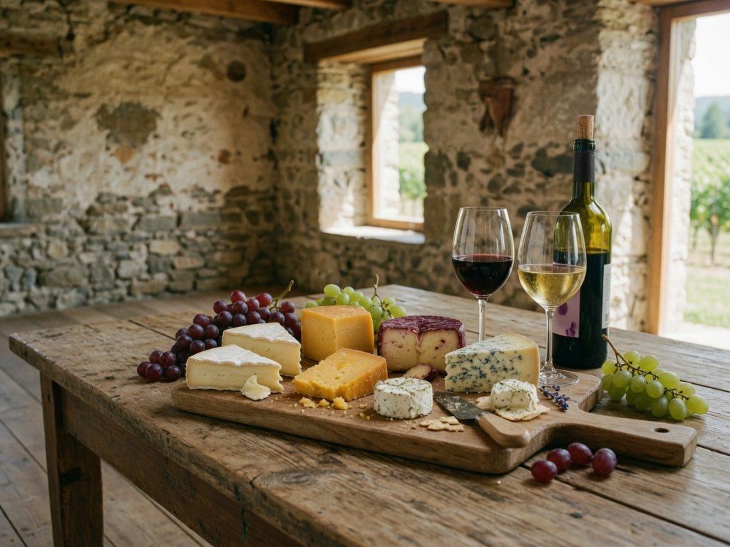 Degustação de queijos e vinhos